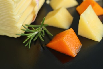 Piece and slices of cheese