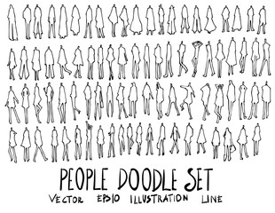 Set of people illustration Hand drawn doodle Sketch line vector eps10