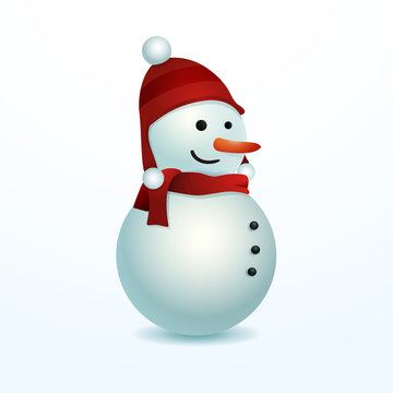 Smiling Snowman. Vector illustration isolated for easy use in different compositions. Cartoon Character design. Merry Christmas!