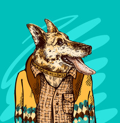 Hand drawn vector illustration dog.