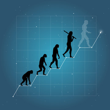 Business growth chart with human evolution
