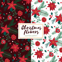 Fototapeta na wymiar Floral Christmas seamless pattern