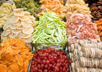 Dried and candied fruits. Spice bazaar in Istanbul