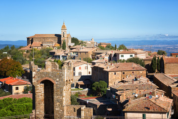 View of the medieval town of Montalcino. Tuscany, Italy