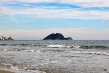 Island in the sea near Alassio, Italy.