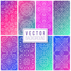 Collection Ethnic floral seamless pattern with mandalas