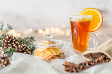 Cup of tea with lemon