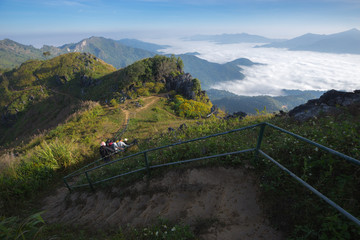 The beautiful landscape for seeing the mist at Doi Pha Tang, Chaingrai province is a famous tourist destination in northern Thailand.