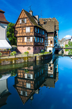 The Ill river in Petite France area in strasbourg