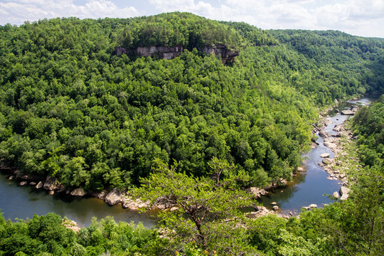 Big South Fork River. View of the Big South Fork National Recreation Area. The national park is popular with outdoor enthusiasts and activities include hiking and kayaking.