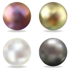 Set of vector pearls. Realistic illustration. Beads. Decoration. Jewelry. Fashion.
