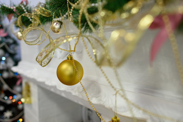  Christmas ball over the fireplace