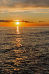 Dramatic sunset on the coast of Adriatic Sea, Croatia