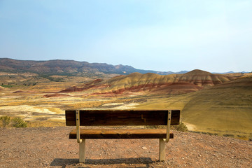 Bench View at Painted Hills Overlook in Eastern Oregon USA America