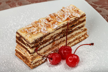 Protein-nut cake with cherries