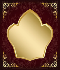 dark floral background with gold frame - vector decorations