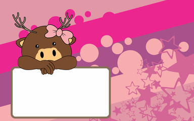 cute baby girl deer cartoon background copyspace in vector format 
