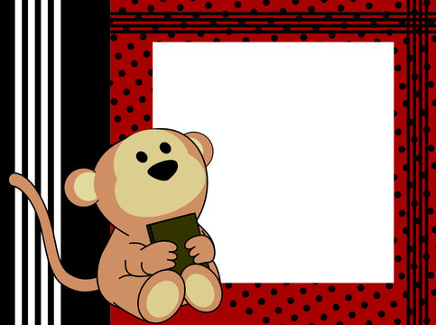 cute baby monkey book picture frame background in vector format very easy to edit 