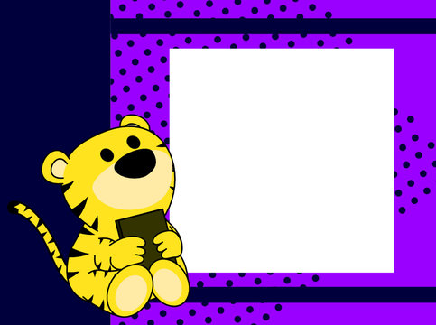 cute baby tiger book picture frame background in vector format very easy to edit 