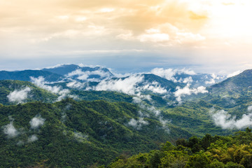 Mountains with mist in Thailand