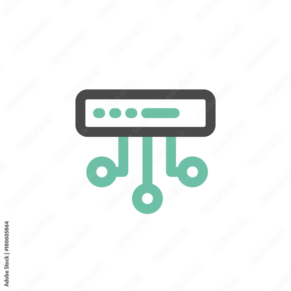 Poster simple icon of server flat vector bicolor line design concept