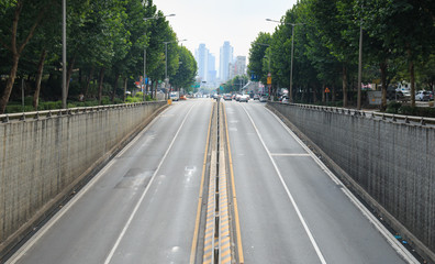 four lane mortorway coming out of underground road