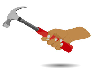 the hand with hammer vector design