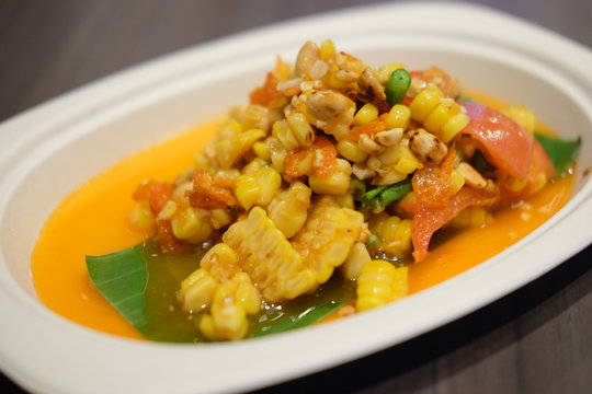 Corn salad with mixed dried shrimp