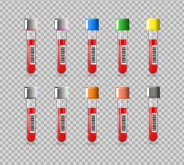 Set of vacutainer test tube.