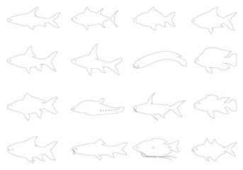 silhouette fish shape vector design