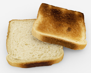 bread slices - toast pair - isolated on white