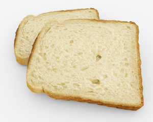 bread slices - toast pair - isolated on white
