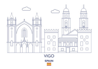 Fototapeta na wymiar Vigo City Skyline, Spain