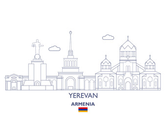 Naklejka premium Yerevan City Skyline, Armenia