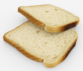 bread slices - toast pair - isolated on white