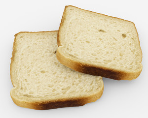 bread slices - toast pair - isolated on white