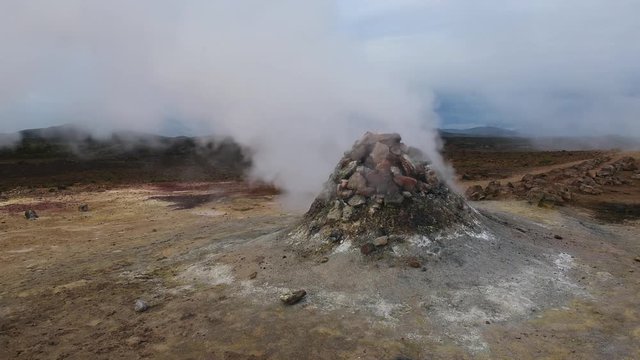 Smoking fumaroles on Hverarond valley