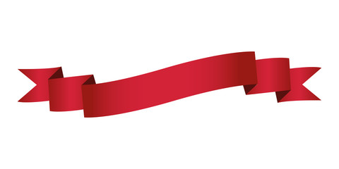 single red ribbon banner in white background