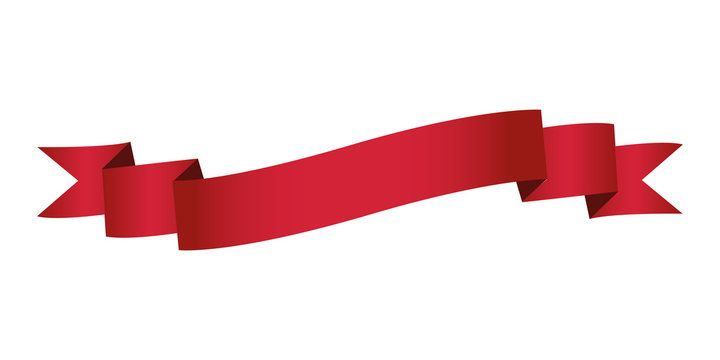 single red ribbon banner in white background