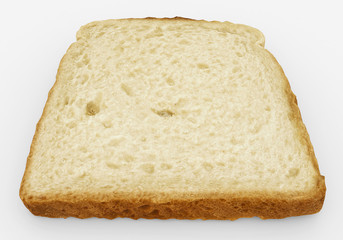 bread slice - single toast close-up - isolated on white