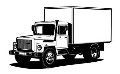 Vector truck outline template isolated on white