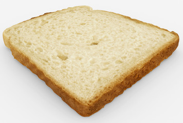 bread slice - single toast close-up - isolated on white