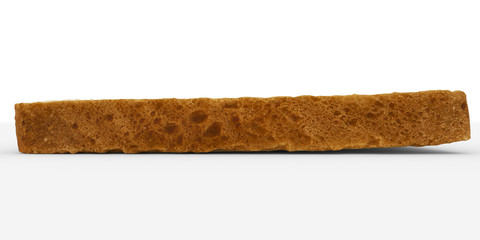 bread slice - single toast crust close-up - isolated on white