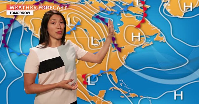 Weather forecast in a green screen studio