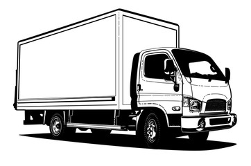 Vector truck outline template isolated on white
