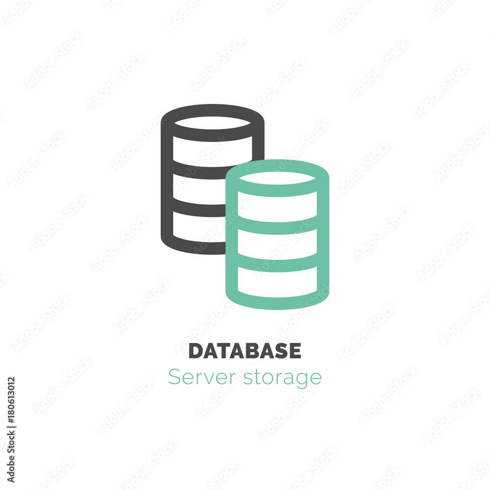 Poster simple icon of database flat vector bicolor line design concept