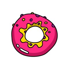 Donut cartoon colorful flat vector food illustration for decoration and design on isolated white background 2