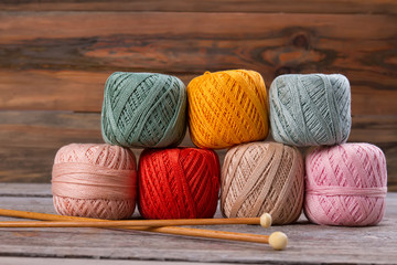 Set of cotton yarn skeins