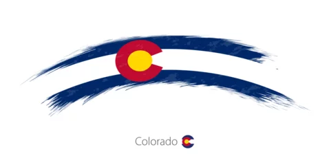 Foto op Canvas Flag of Colorado in rounded grunge brush stroke. © boldg