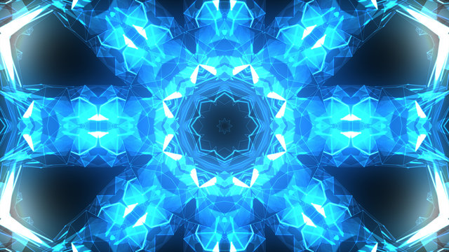 Stage lights and different abstract shapes art 3d illustration